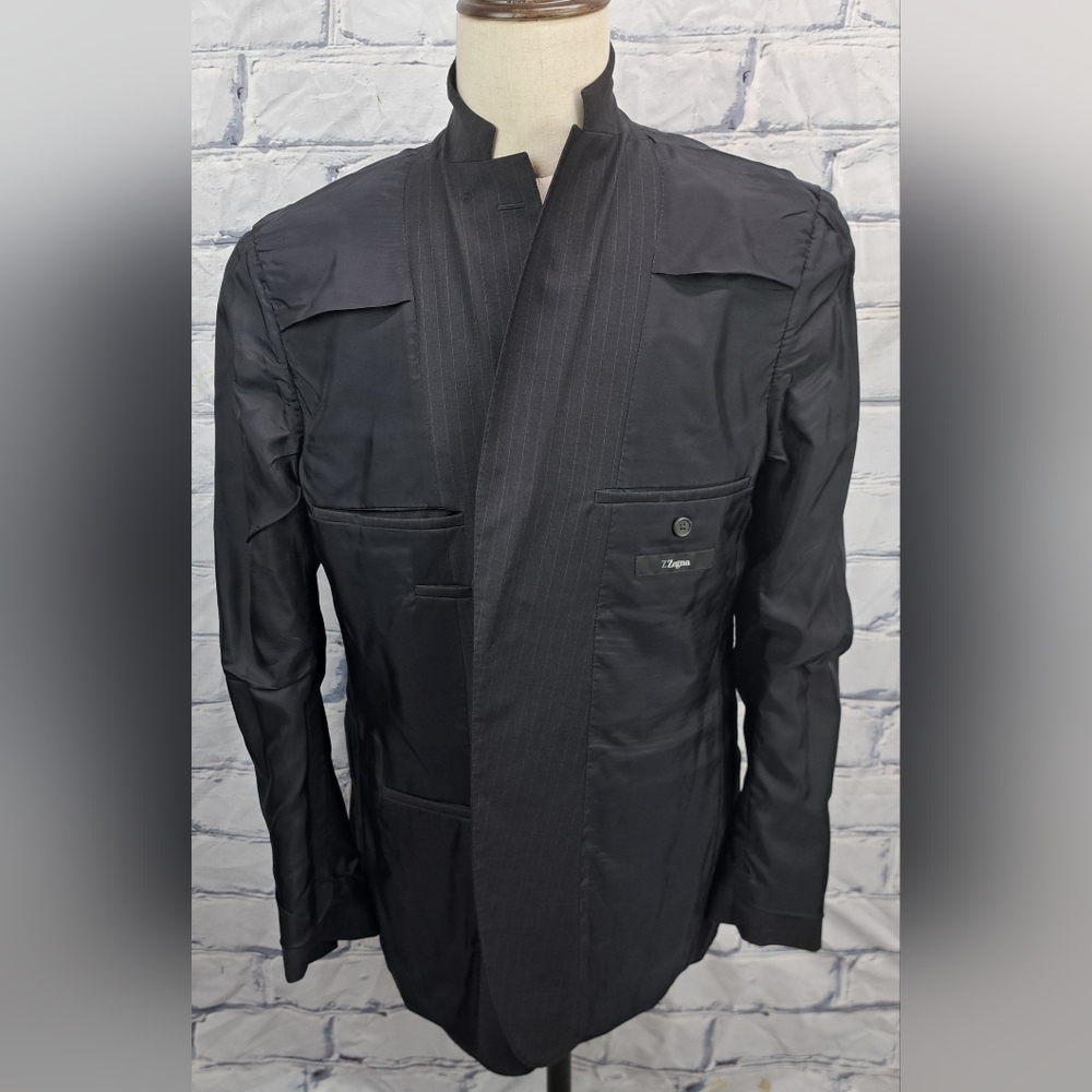 Z Zegna Men's Blazer Sport Coat Jacket City Gray Striped 100% Wool 40R - Picture 11 of 16